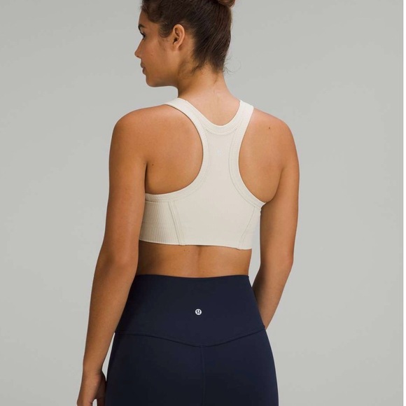 Lululemon Ribbed Nulu High-Neck Yoga Bra Natural Ivory Size 8 - Picture 2 of 7